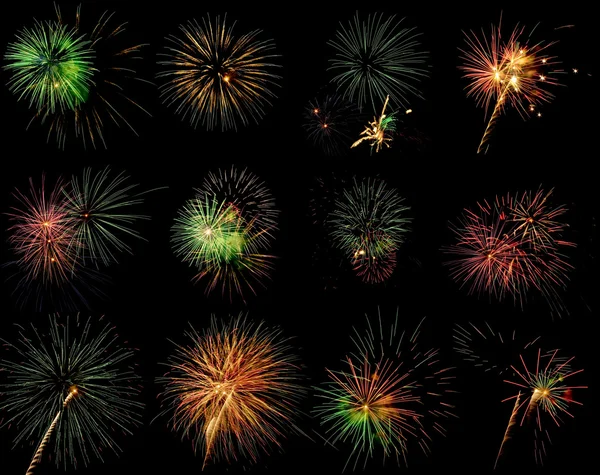 Raccolta di colpi fuochi d'artificio — Foto Stock