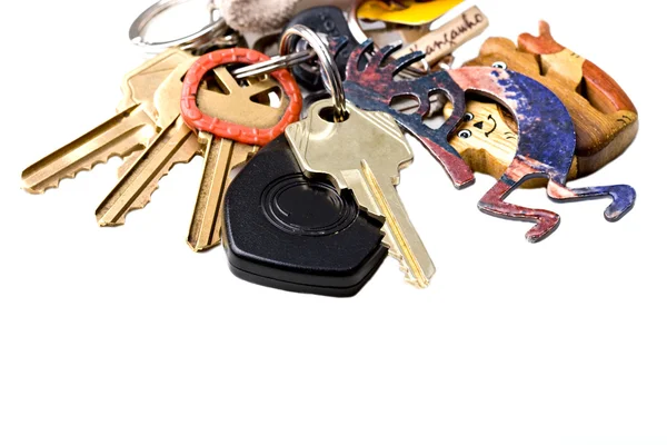 家庭和办公室钥匙的钥匙链上 图库图片