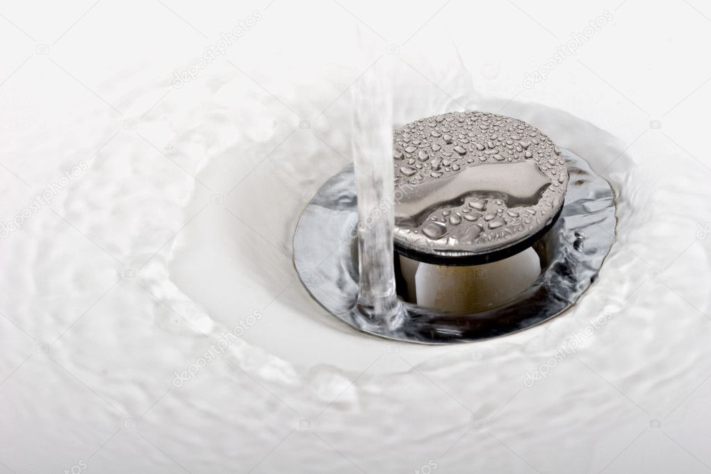 Running tap water in a sink