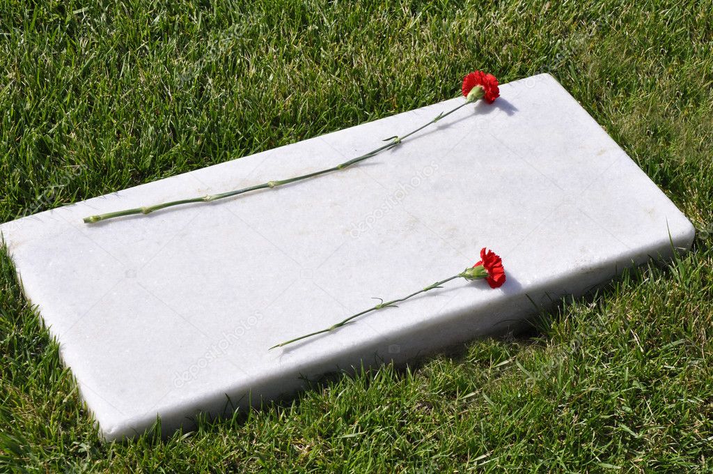 Flat marble tombstone