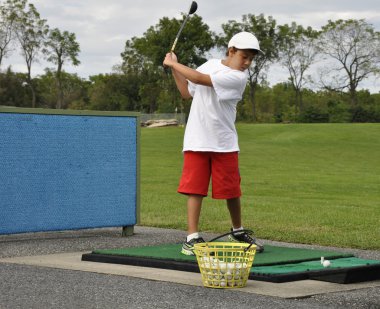 Practicing golf swing clipart