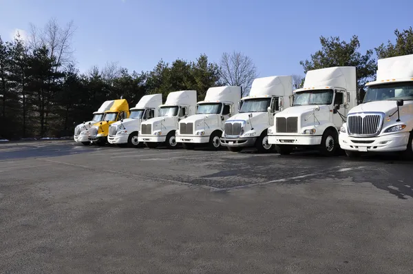 Many tractor trailers — Stock Photo, Image