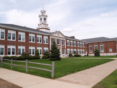 Old brick high school in New Jersey clipart