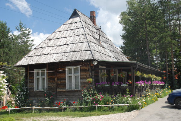 Mountain house in flowers