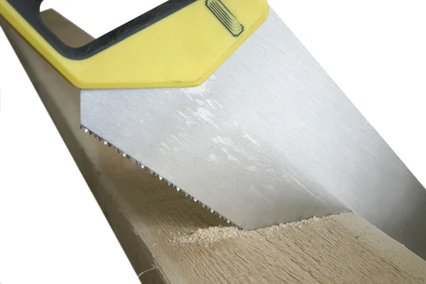 stock image Hand saw cutting wood