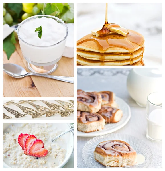 Zdrowe śniadanie kolaż — Zdjęcie stockowe
