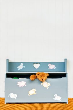 Toy Chest with Teddy clipart