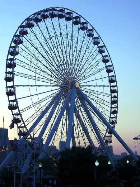 Amusement park and ferris wheel