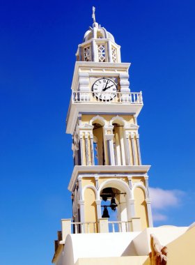 Yellow church tower in Greece clipart