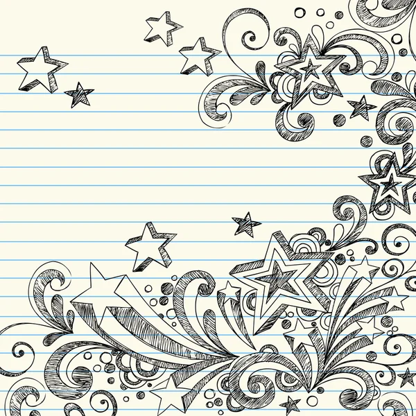 Estrelas Sketchy Doodles elementos de design — Vetor de Stock