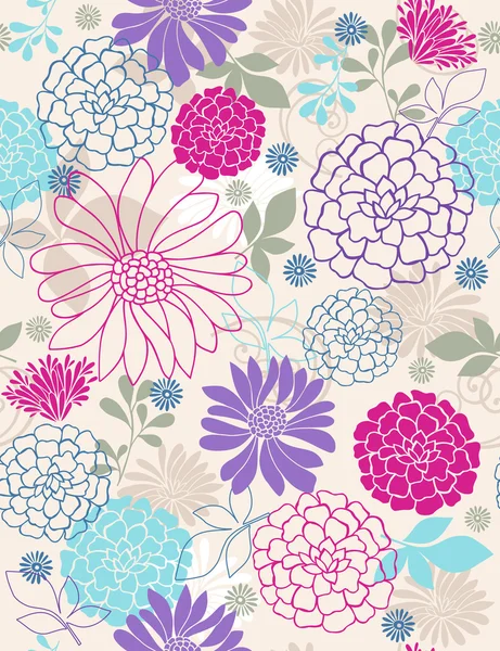 Flowers Seamless Repeat Pattern — Stock Vector