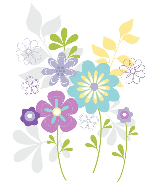 Primavera fiori giardino vettoriale illustrazione elementi di design — Vettoriale Stock