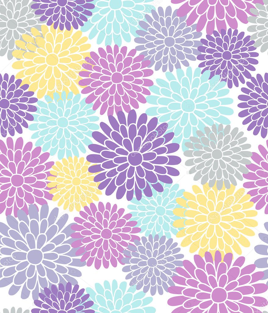 Seamless Repeat Pattern Flowers Vector
