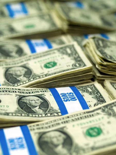 Bundels van een dollar biljetten you.s. — Stockfoto