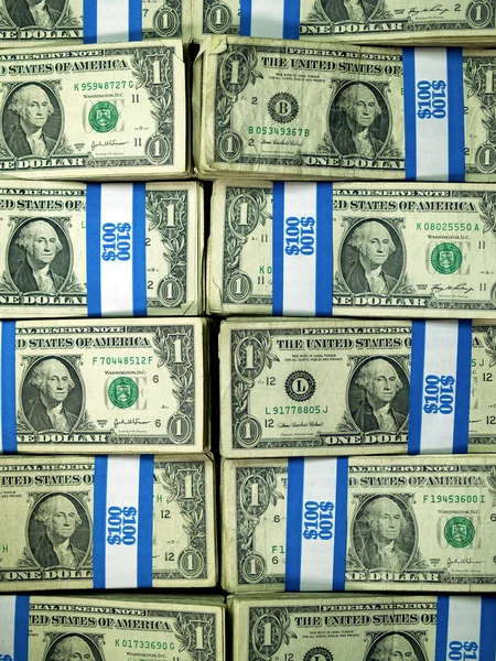Bundles of U.S. One Dollar Bills — Stock Photo, Image