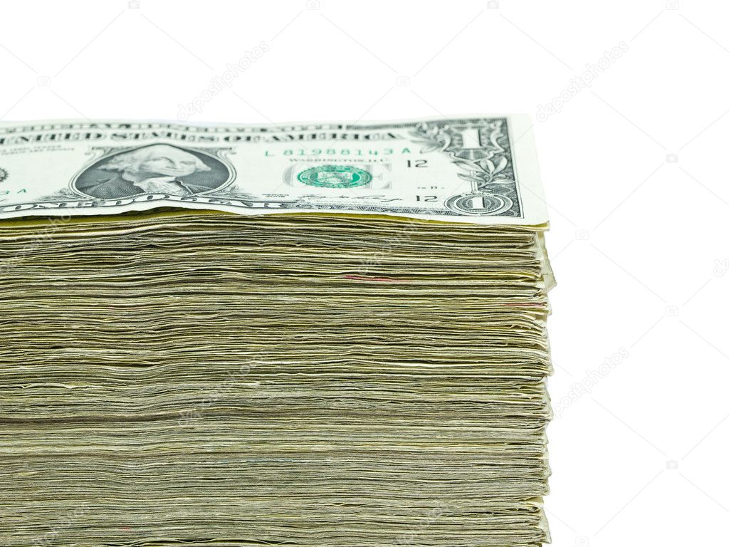 Stack of United States currency background - one