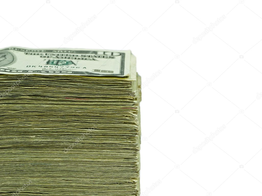 Stack of United States currency background - 10