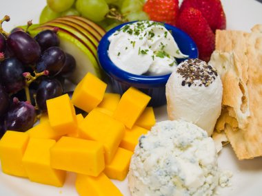 Cheese and Fruit Arranged on a Plate clipart