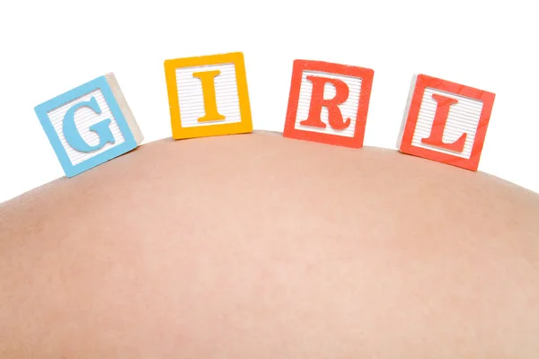 Těhotné břicho bloky — Stock fotografie