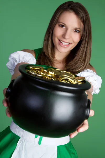 Pot of Gold Woman Stock Photo