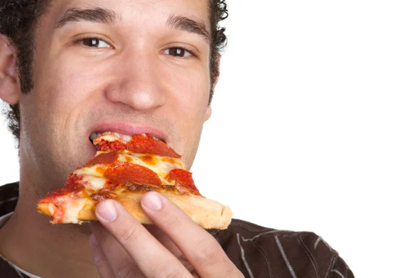 Mann isst Pizza — Stockfoto