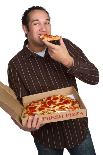 Man äter pizza — Stockfoto