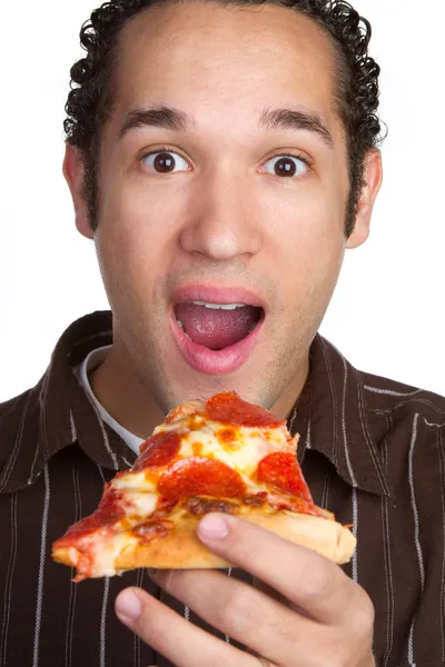 男子吃披萨 免版税图库照片