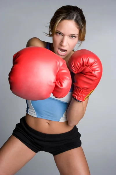 Boos boksen vrouw — Stockfoto