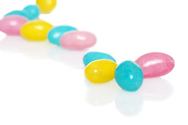 Easter jelly beans focus on blue one — Stock Photo, Image