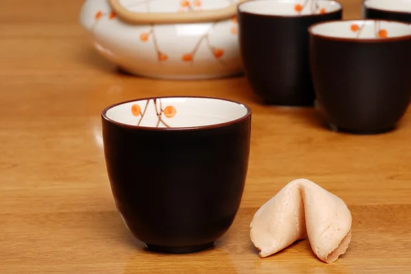 Ázsiai tea, szerencse süti — Stock Fotó
