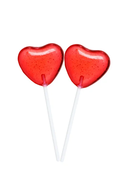 Dois pirulitos fazendo uma forma de coração — Fotografia de Stock