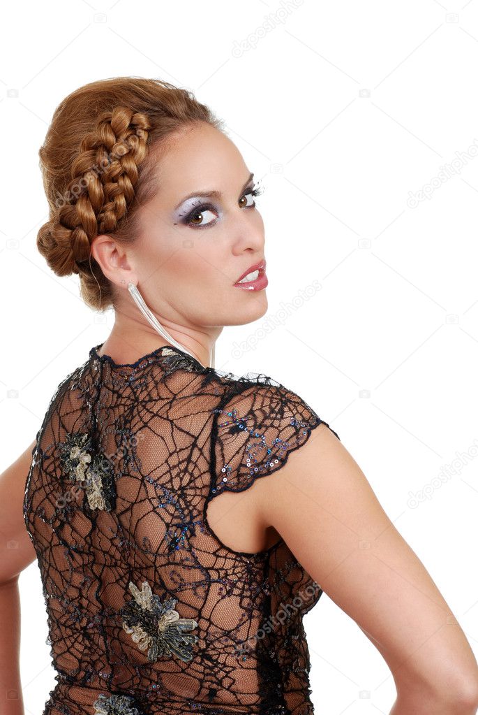Woman Wearing Lace Dress
