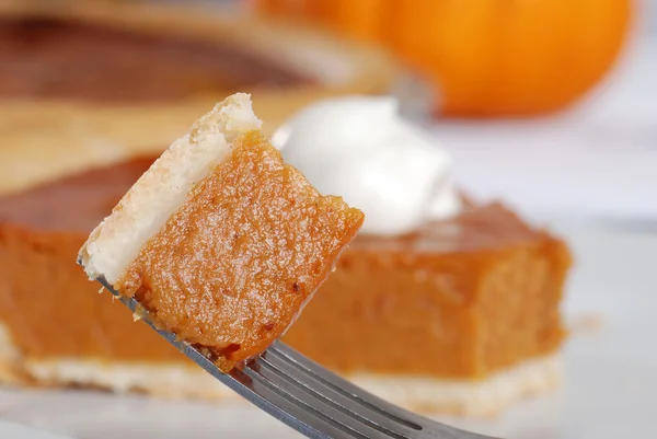 Bite of pumpkin pie — Zdjęcie stockowe