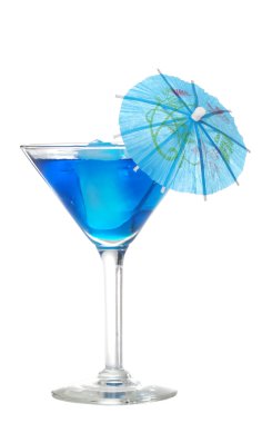 Blue martini with an umbrella clipart