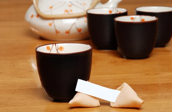 Ázsiai tea üres szerencse süti — Stock Fotó