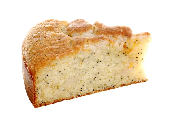 Isolated slice lemon poppy seed cake — Stock Photo, Image
