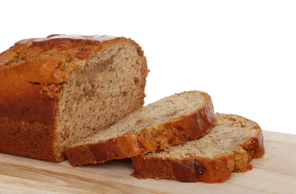 Dilimlenmiş muz ekmek izole — Stok fotoğraf