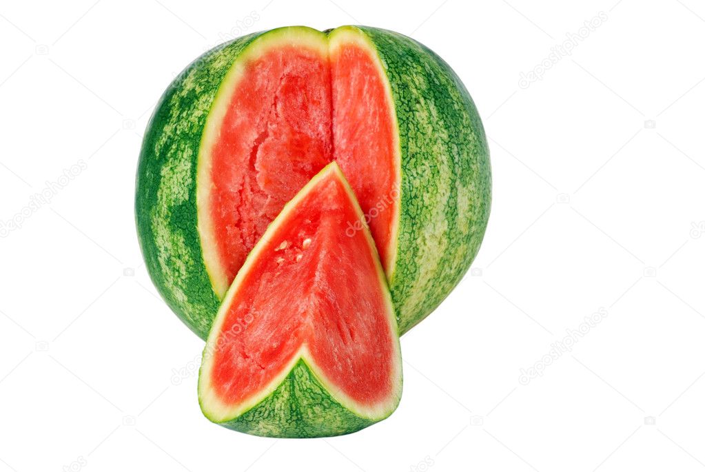 Isolated sliced watermelon