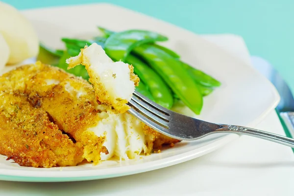 Cod on a fork — Stock Photo, Image