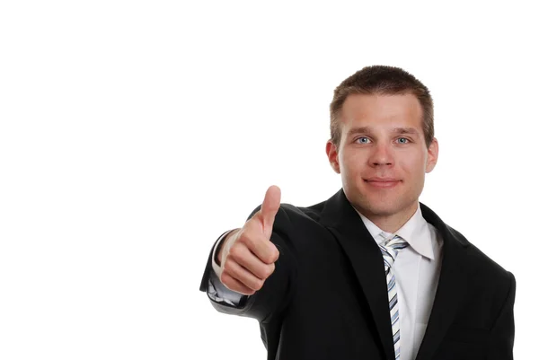 Jonge zakenman geven een thumbs up — Stockfoto