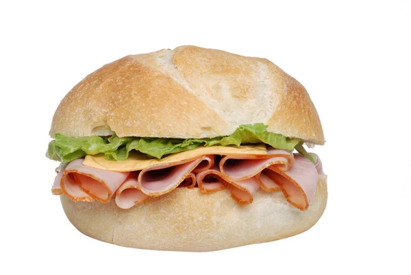 Closeup ham cheese lettuce sandwich — Stock Photo, Image
