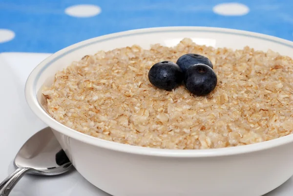 Closeup oatmeal with blueberries — Stock Photo, Image