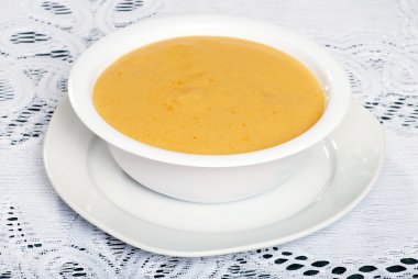 Bowl of cheddar cheese soup clipart