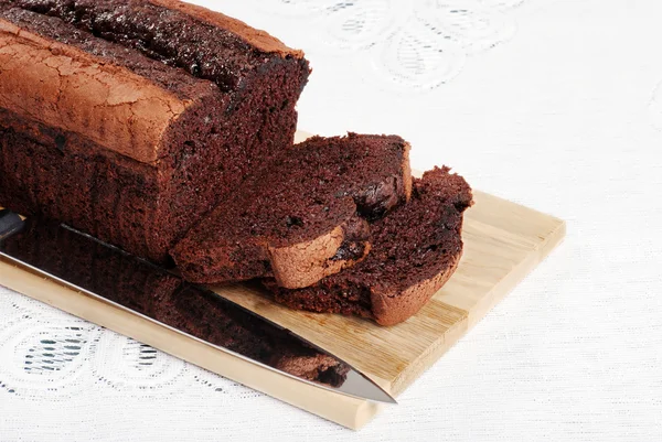 Fresh baked belgium chocolate cake loaf