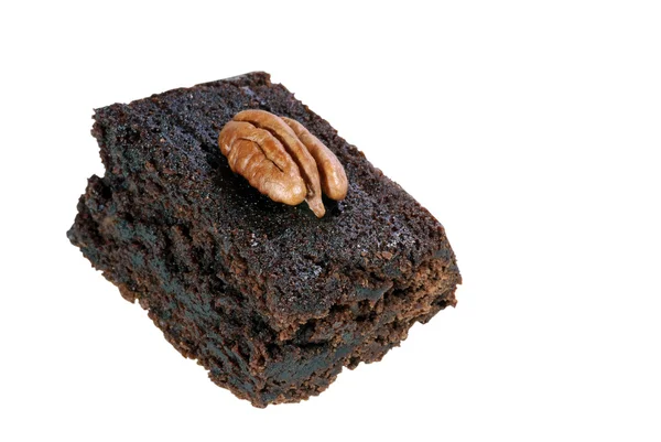 Ізольовані брауні з пеканом — стокове фото