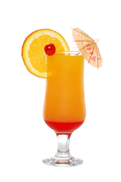 Tequila sunrise with an umbrella