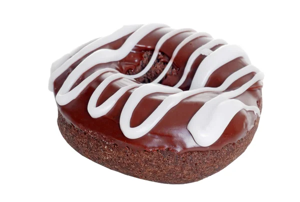 Chocolate doughnut with vanilla icing — Stock Photo, Image