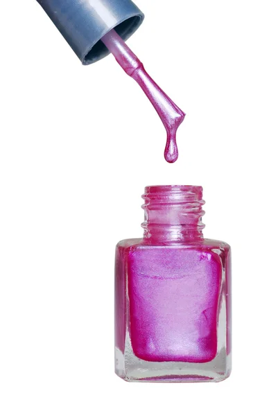 Isolated Pink Nail Polish dripping — Stock Photo, Image
