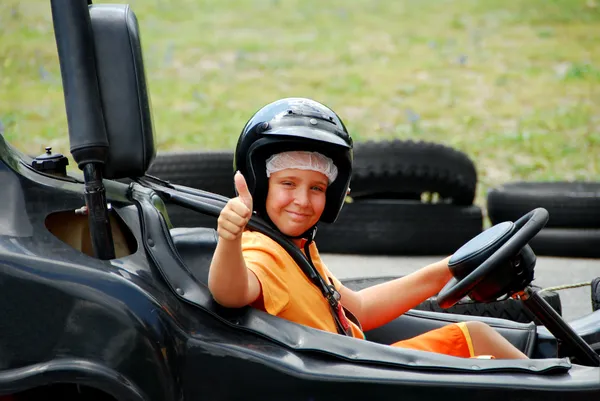 Young Boy in Go Cart — Stock Photo, Image