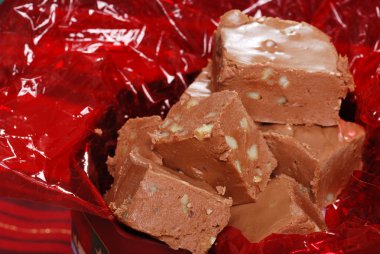 Closeup of homemade fudge with nuts clipart